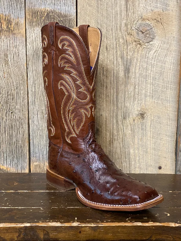 Tony Lama® Men's Bourbon Full Quill Ostrich Wide Square Toe Exotic Western Boots