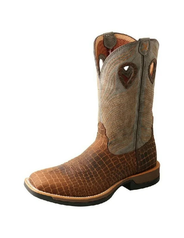 Twisted X Western Boots Mens Caiman Vamp 12"" Brown Gray MXW0003