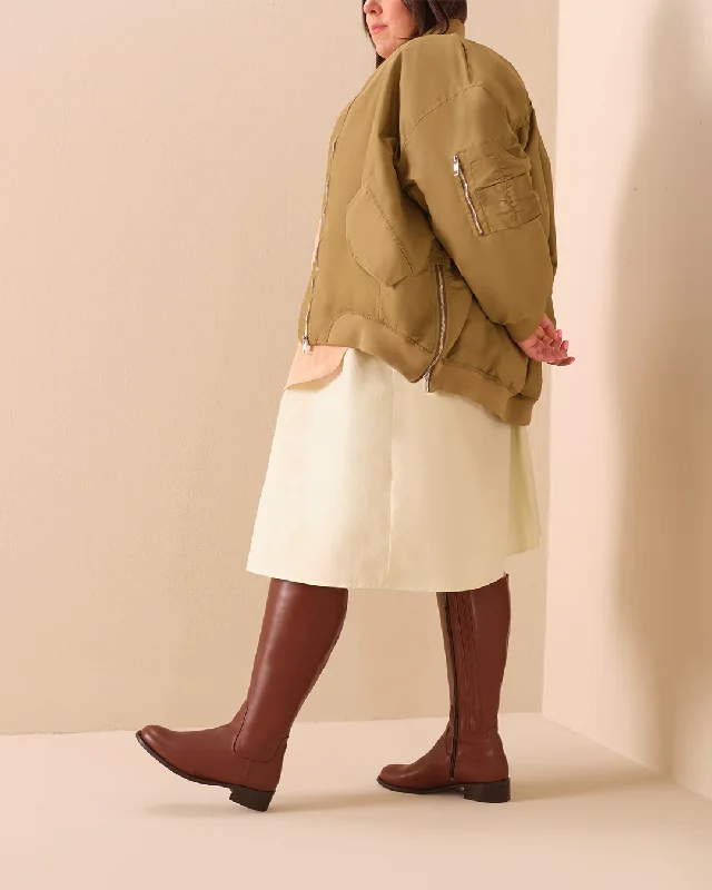 Verity Knee High Boots in Tan Leather