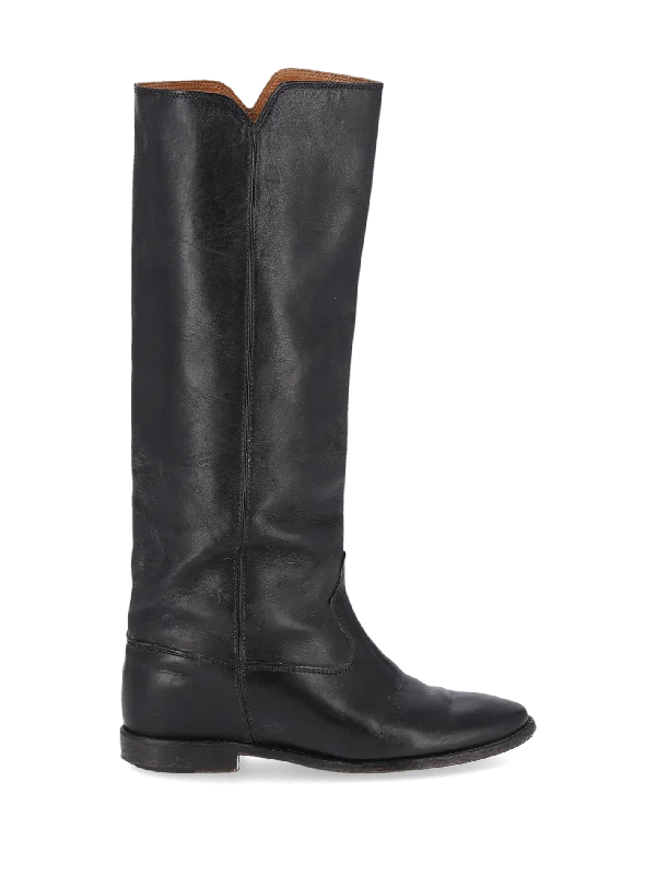 western leather knee-high boots