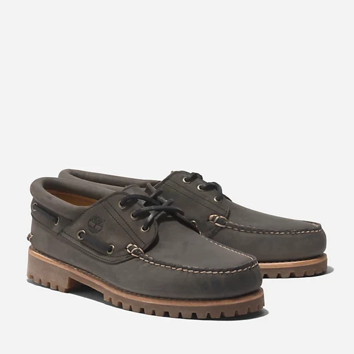 3-EYE HANDSEWN LUG BOAT SHOE - MID GREY