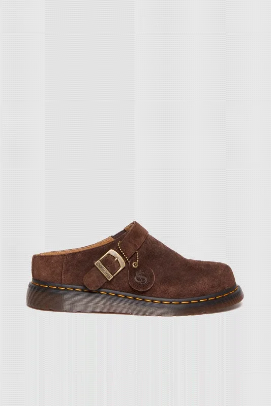 Isham Buckle Mule - Dark Brown Oasis Suede