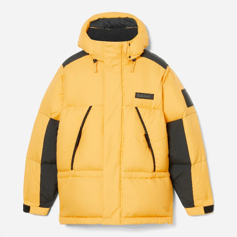 VINTAGE RECYLCED DOWN HOODED JACKET - YELLOW/BLACK