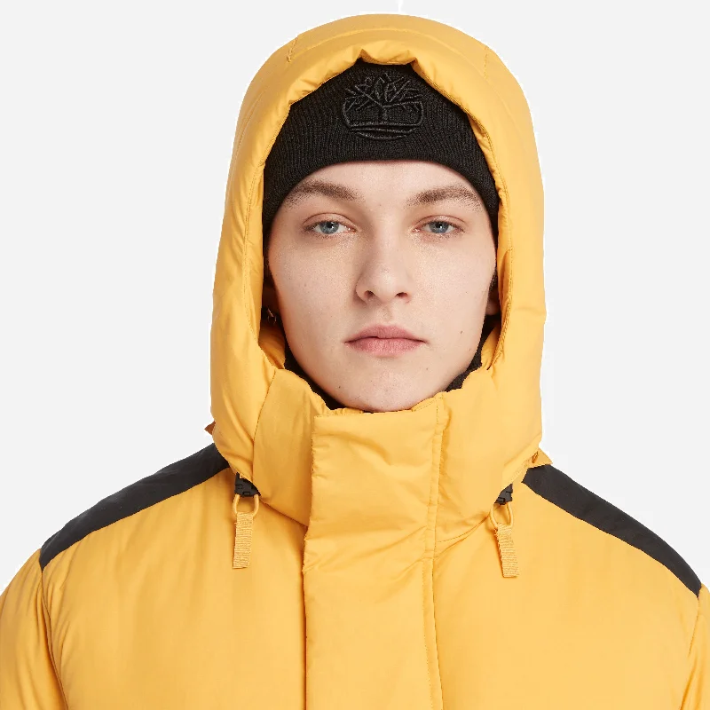 VINTAGE RECYLCED DOWN HOODED JACKET - YELLOW/BLACK