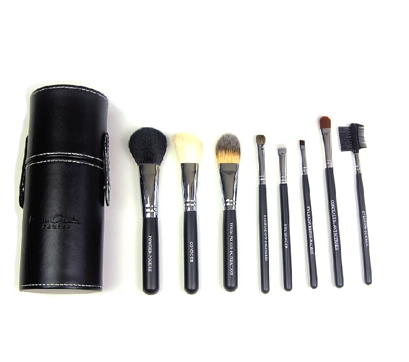 8 Piece Makeup Brush Set with Leather Case