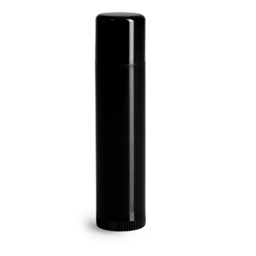 Black Lip Balm Tube w/ Cap - Round Set - Standard Size .15oz