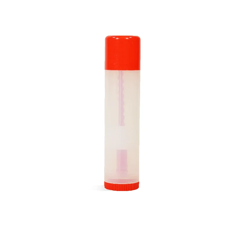 Lip Balm Tube w/ Cap - Natural Round Set w/ Red Cap & Dial - Standard Size .15oz