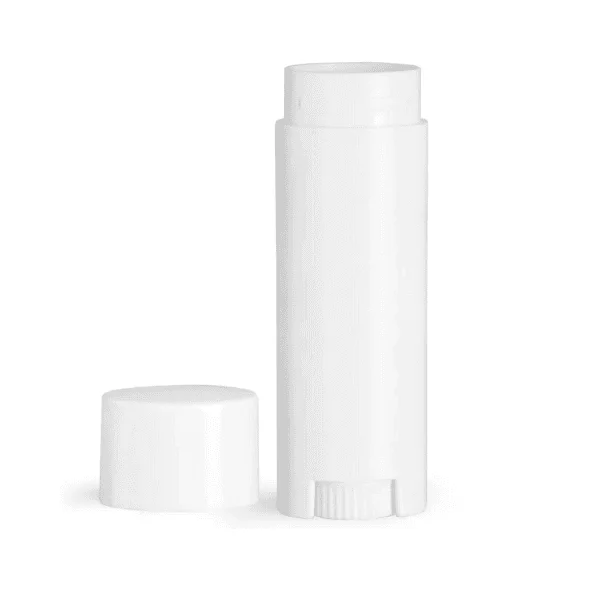 Lip Balm Tube w/ Cap - White - Oval Set - Standard Size .15oz